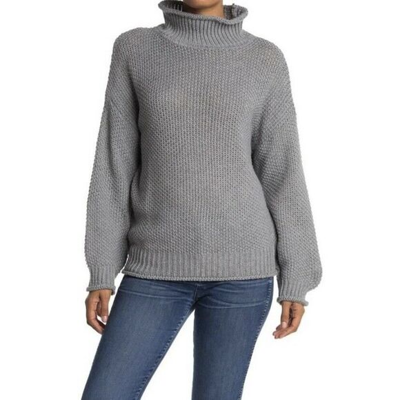 BB Dakota Chunky Knit Turtleneck Sweater Grey Size S - Picture 1 of 9